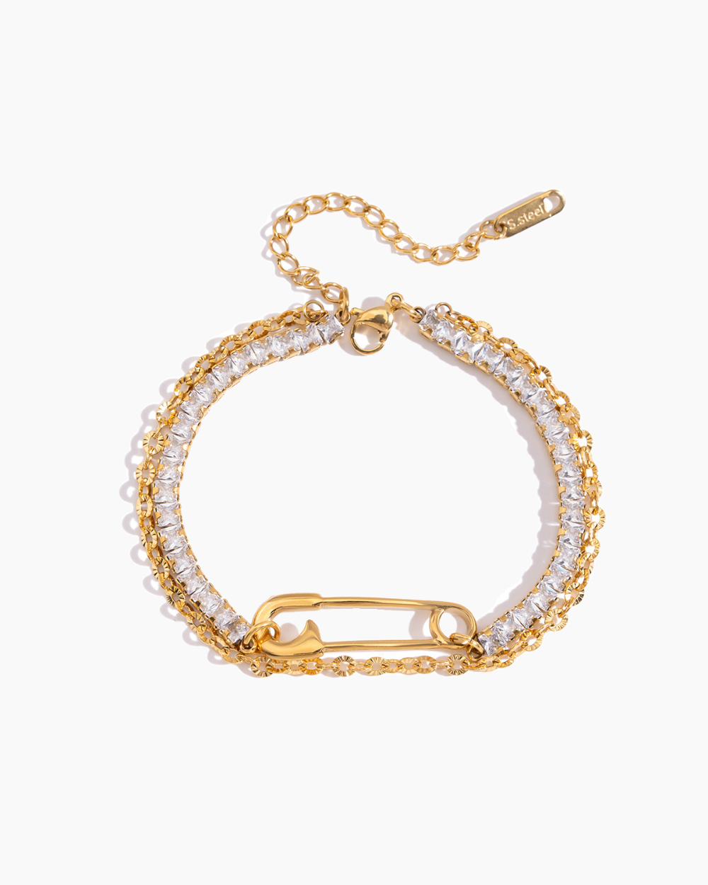 Crystal Clash Safety Pin Bracelet