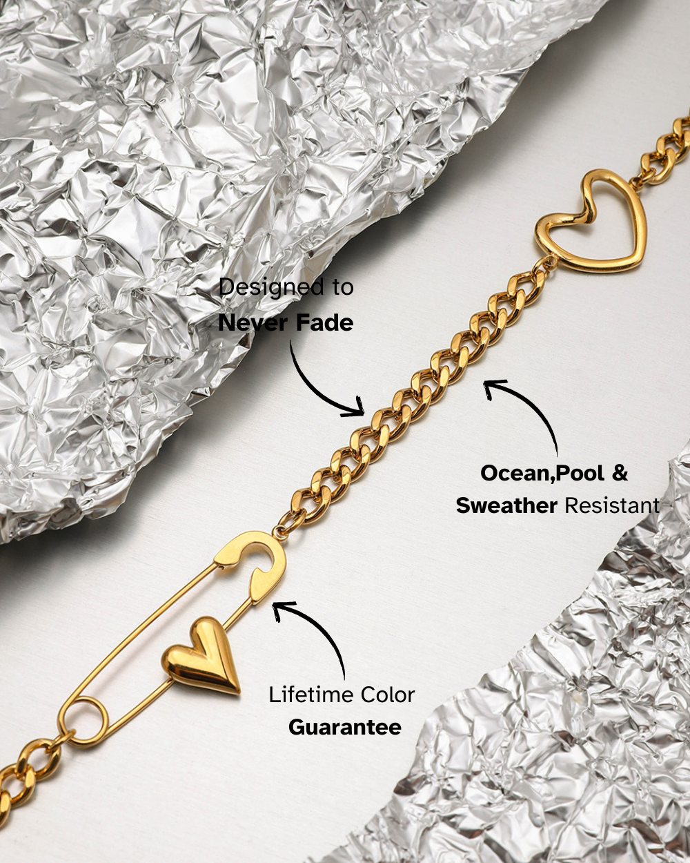 Heart-Pin Chain Necklace