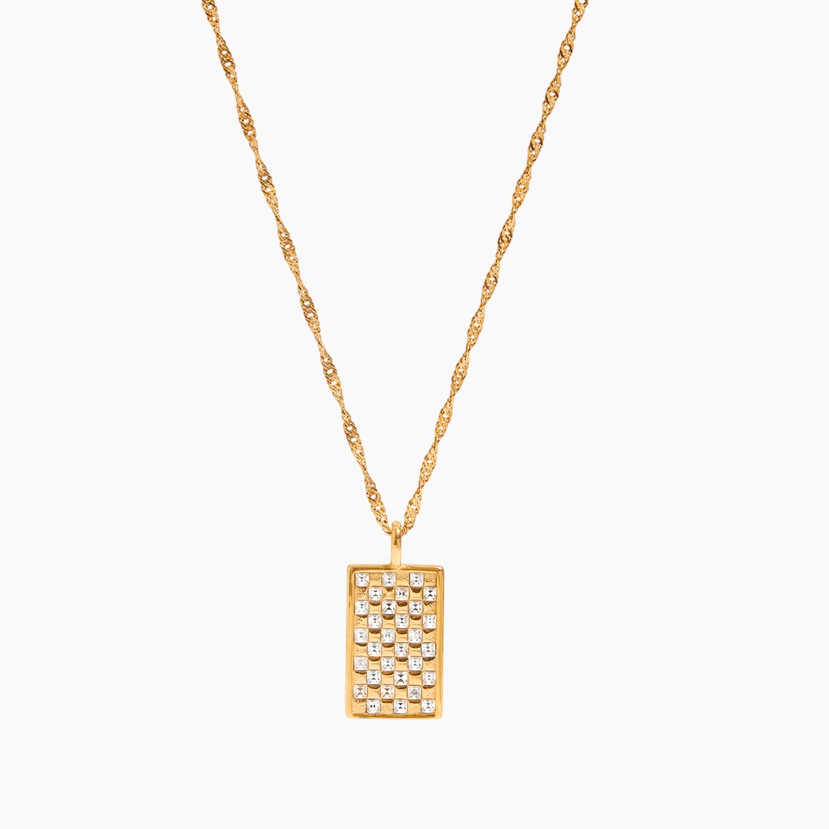 Radiant Grid Pavé Pendant Necklace