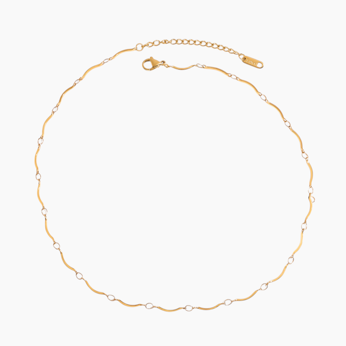 Gold necklace on a white background