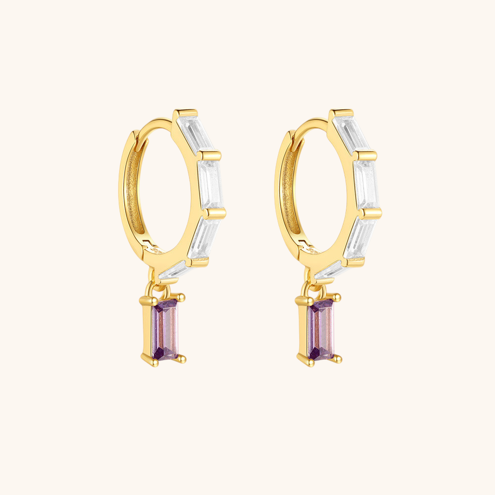 Geometric Drop Zircon Hoop Earrings