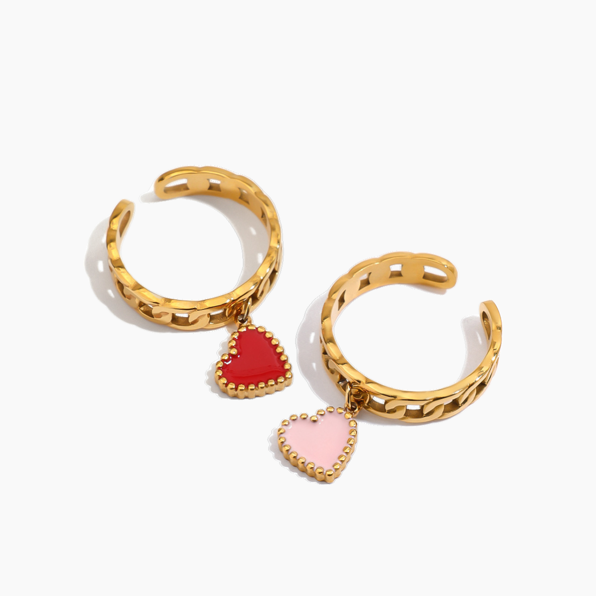 Blush Charm Chain Ring - Pink
