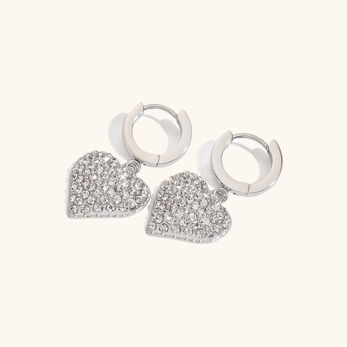 Radiant Heart Drop Earrings - Silver