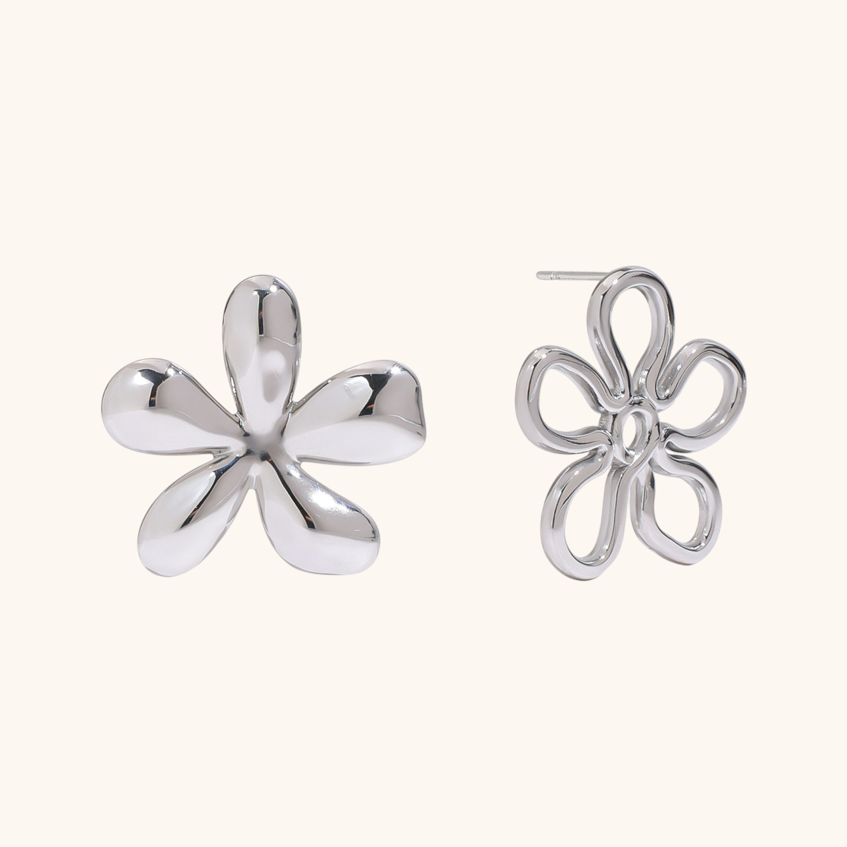 Silver Bloom Petal Studs