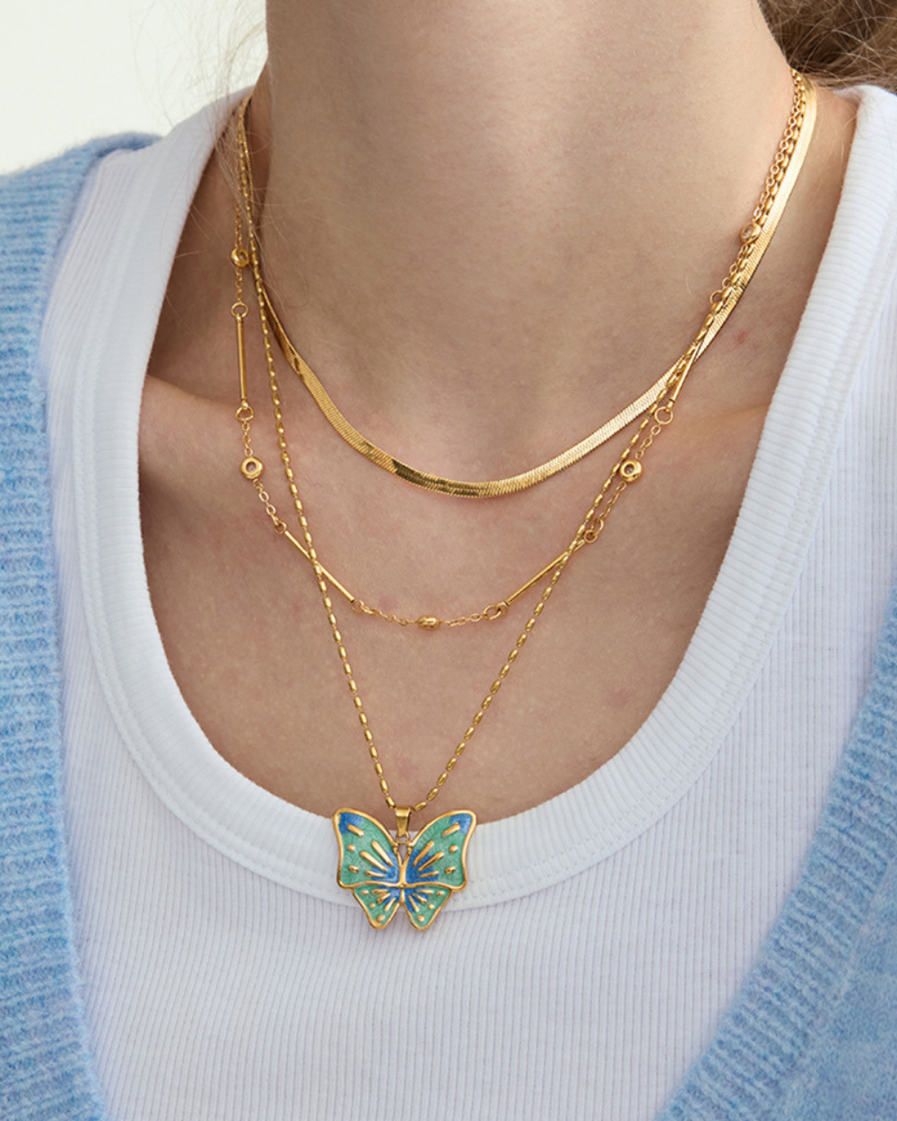Aqua Dream Butterfly Necklace