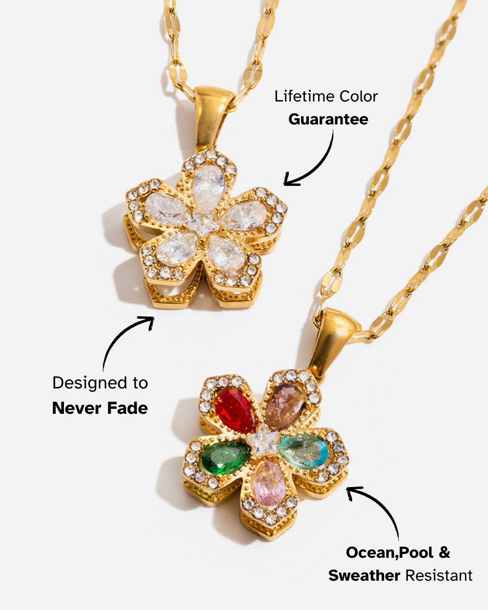Bloom Charm Flower Necklace - White