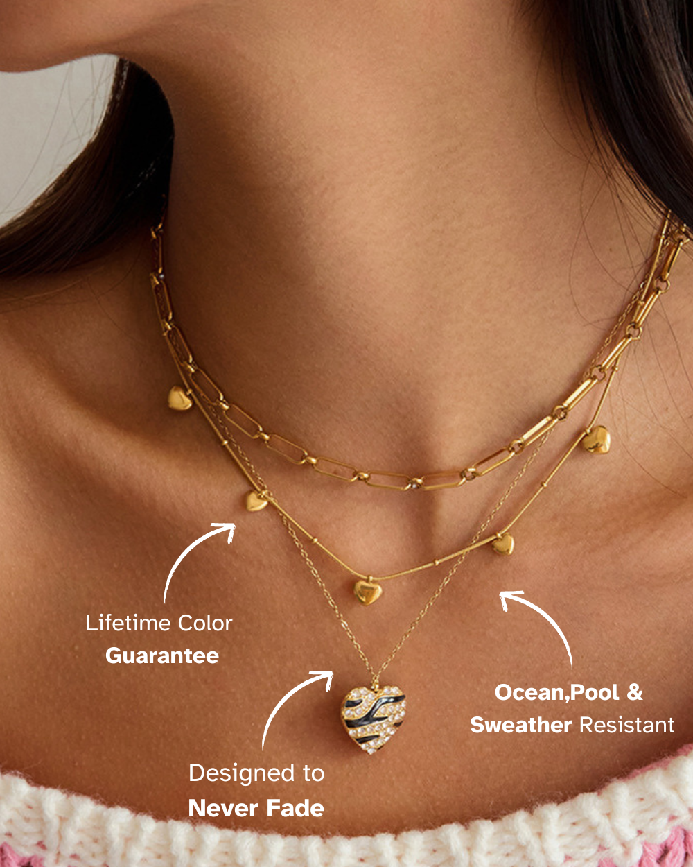 Zebra Heart Crystal Necklace