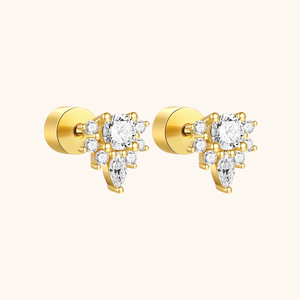 Floral Zirconia Stud Earrings