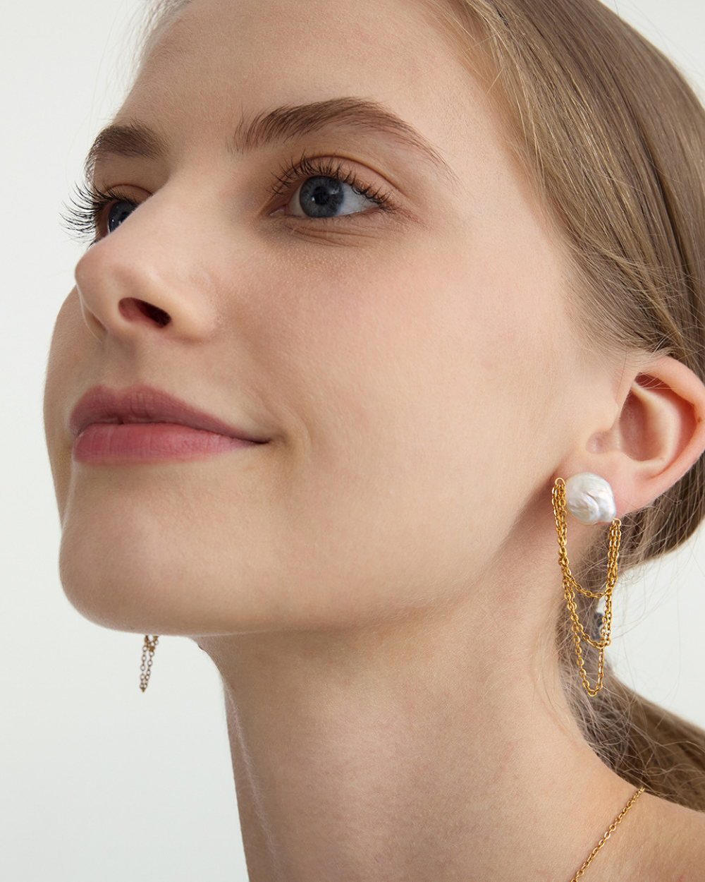 Baroque Pearl Layered Chain Earrings