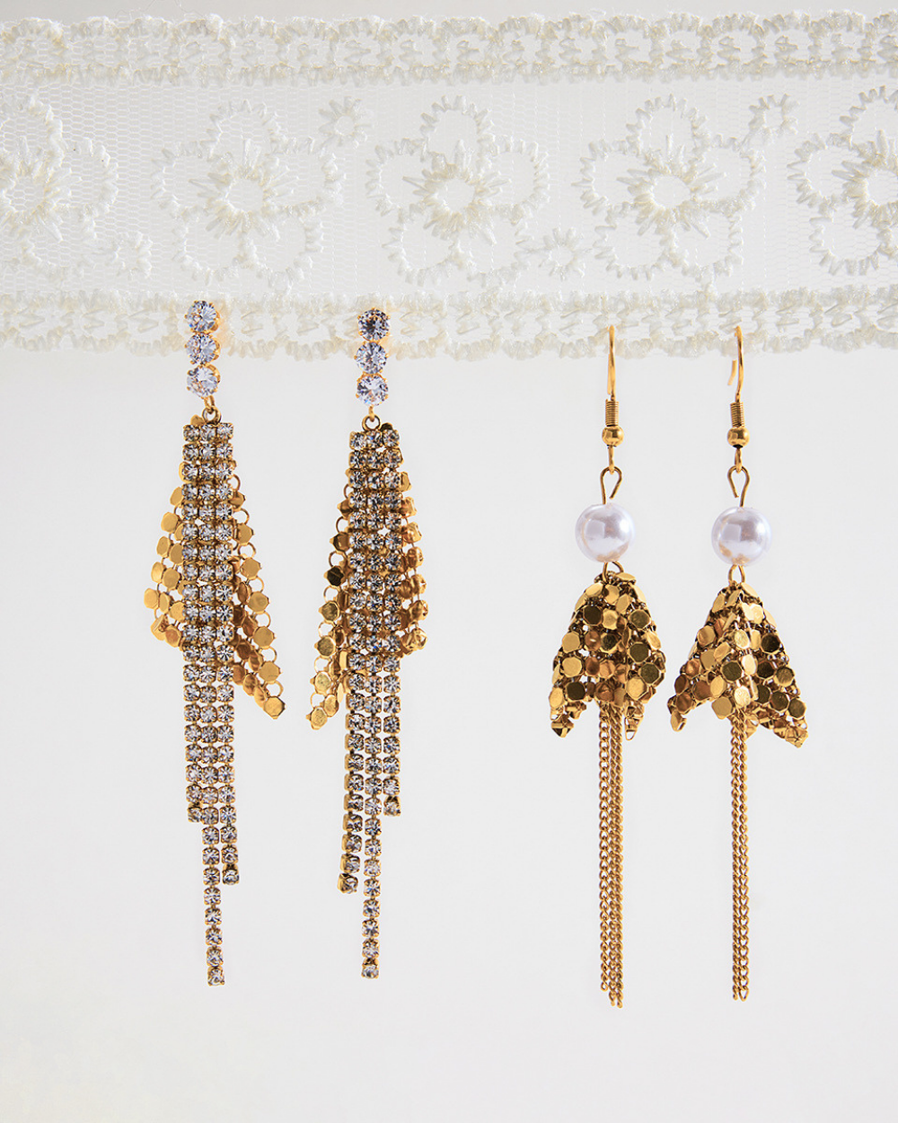 Golden Cascade Pearl Earrings