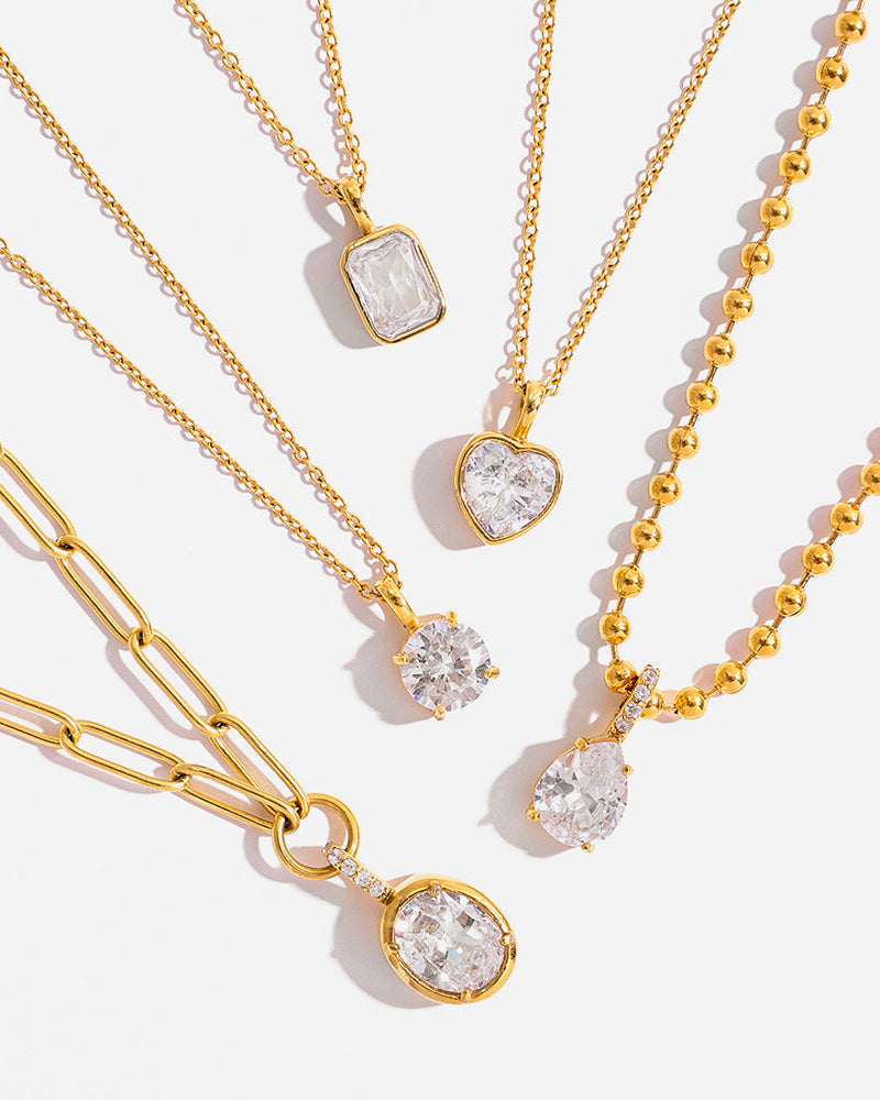 Crystal Teardrop Pendant Necklace