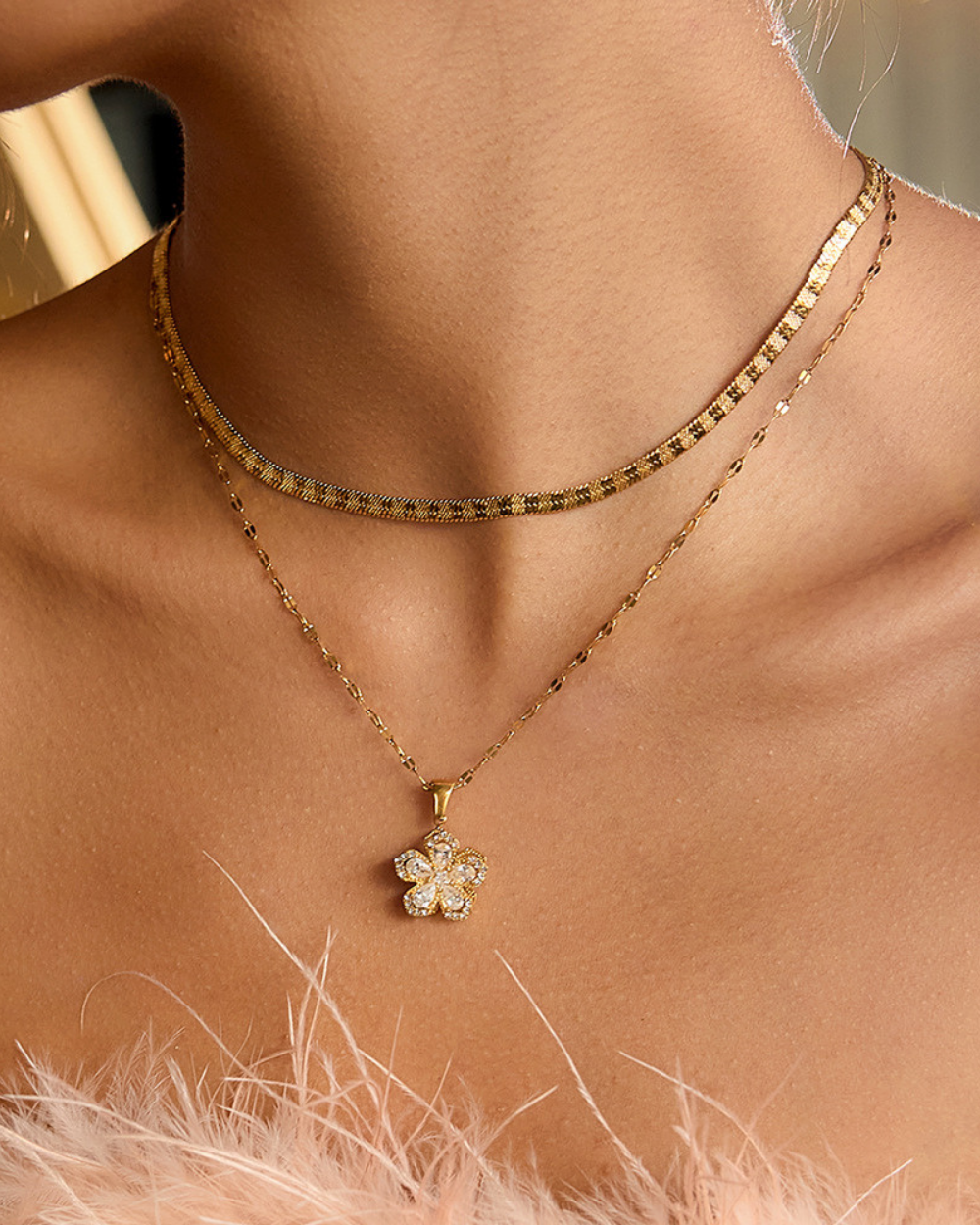 Bloom Charm Flower Necklace - White