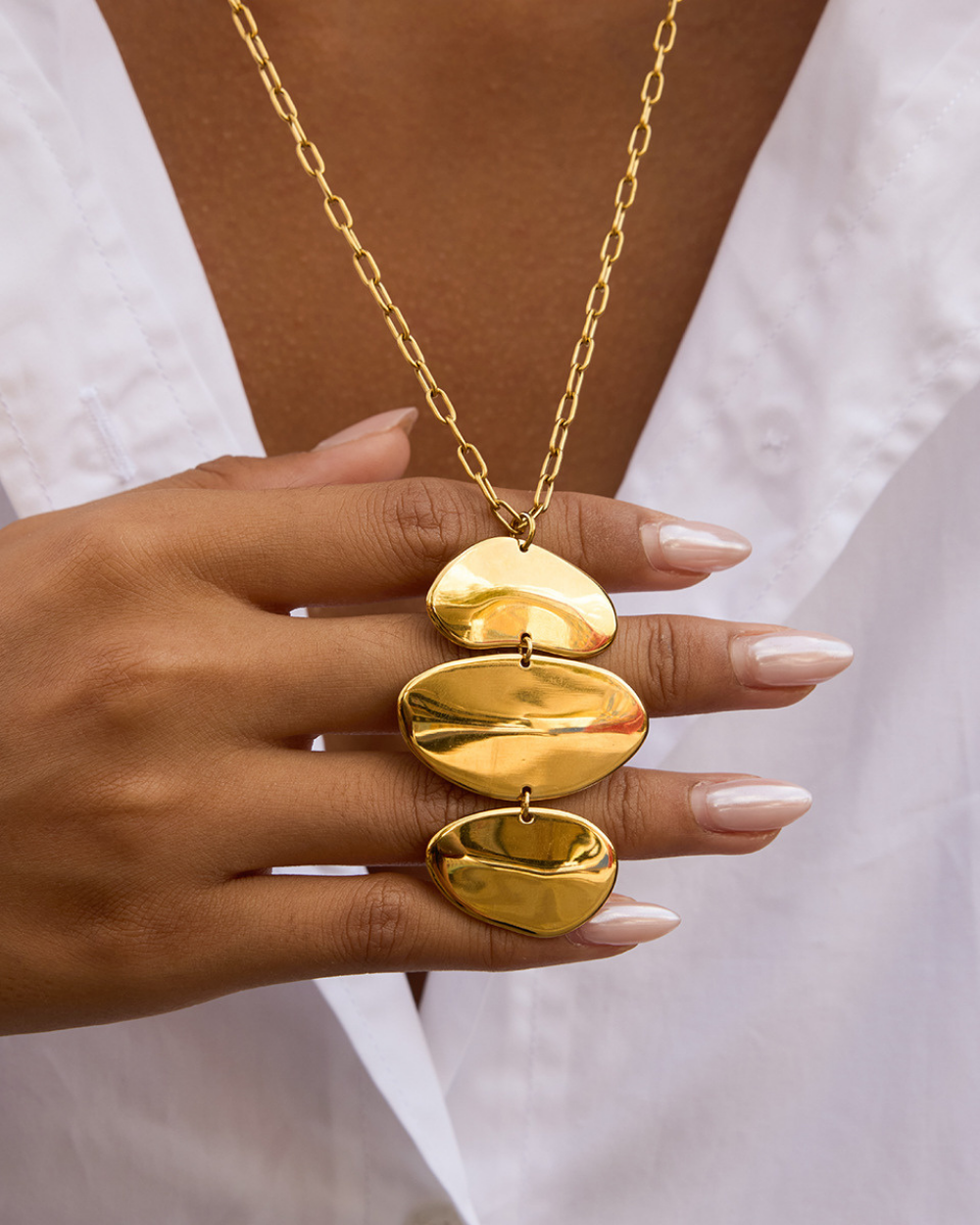 Golden Cascade Pendant Necklace