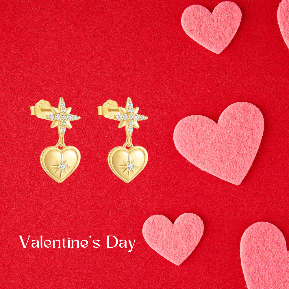 Heart & Starburst Drop Earrings