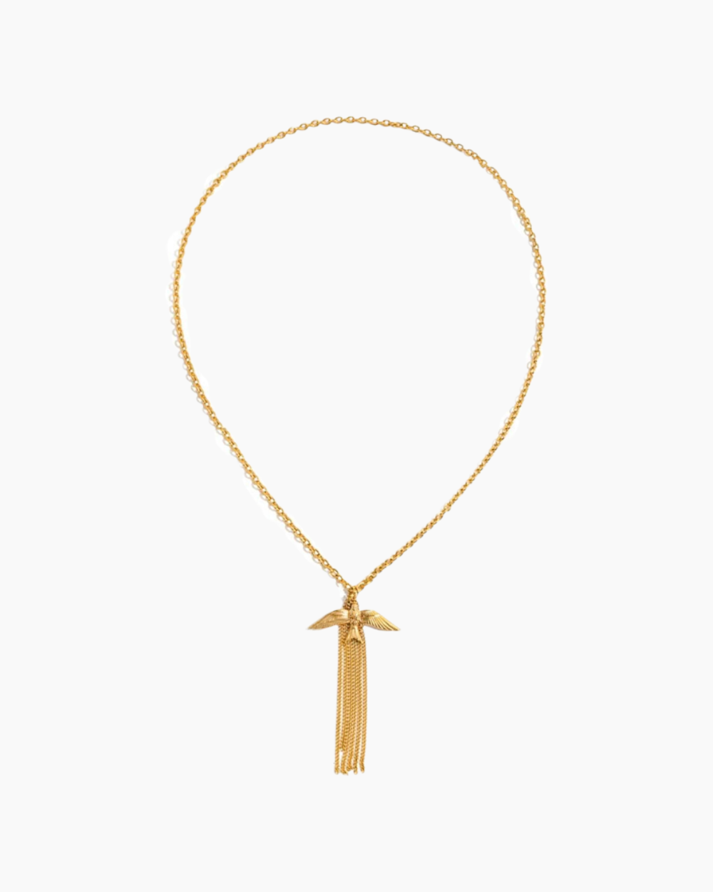 Golden Feather Tassel Necklace