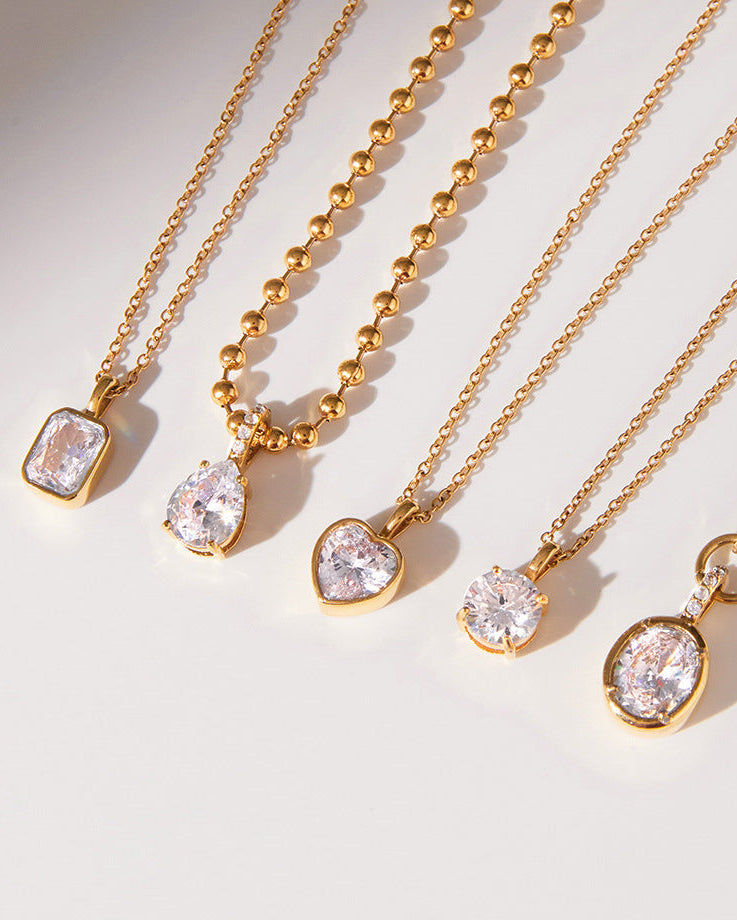 Crystal Teardrop Pendant Necklace