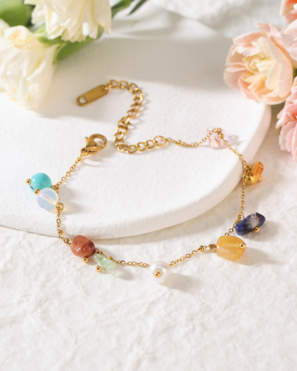 Boho Gemstone Charm Bracelet