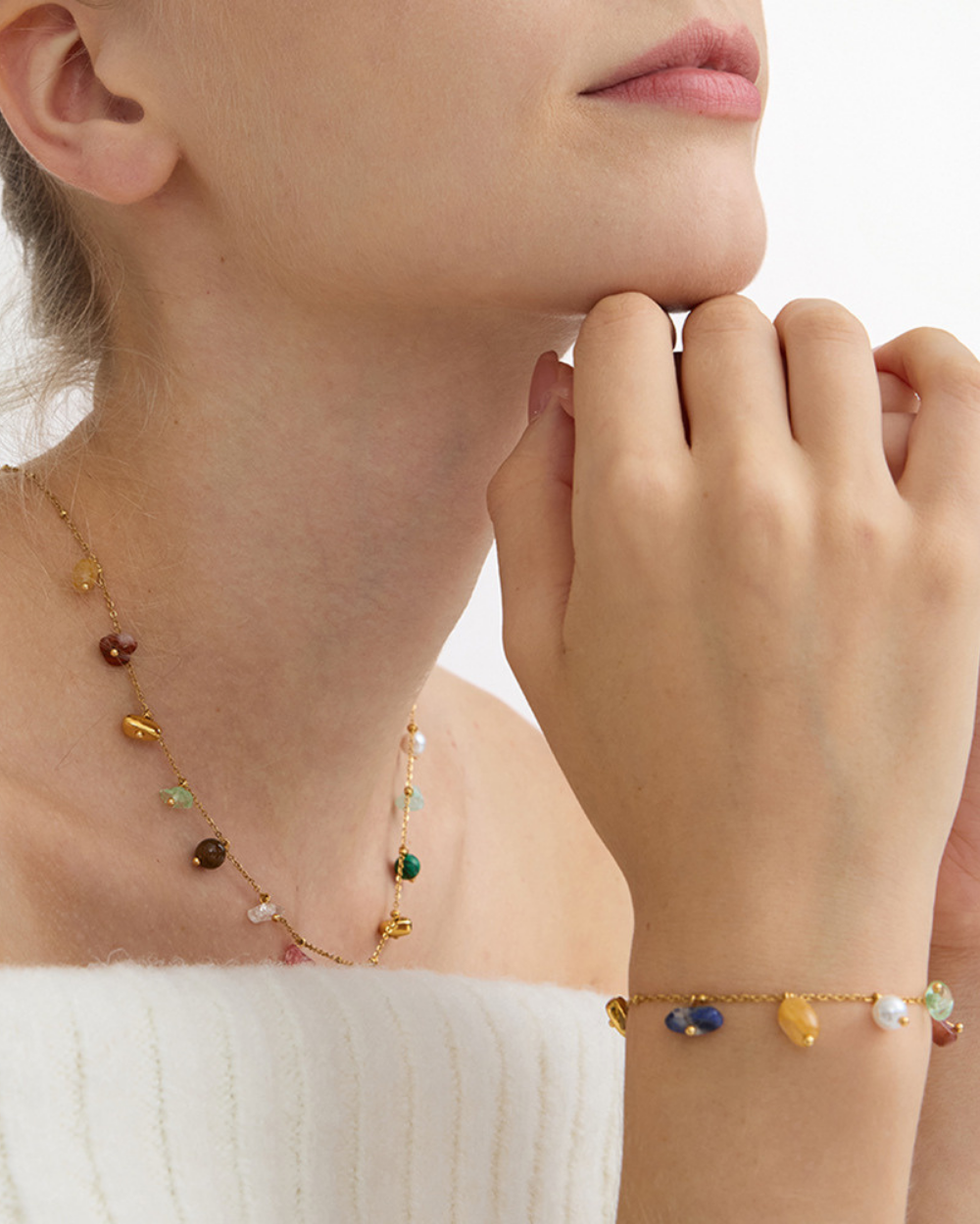 Boho Gemstone Charm Bracelet