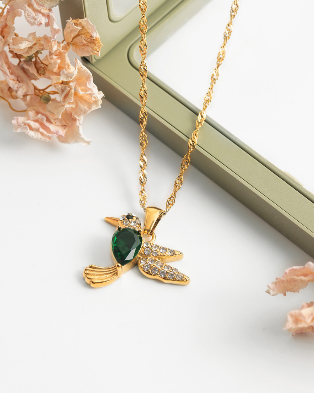 Green Muse Bird Necklace