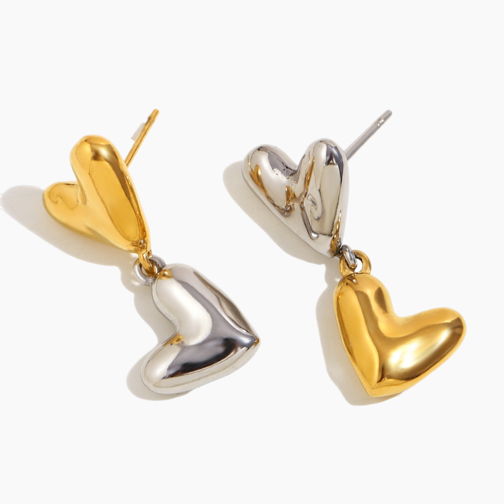 Luna Dual-Tone Heart Earrings