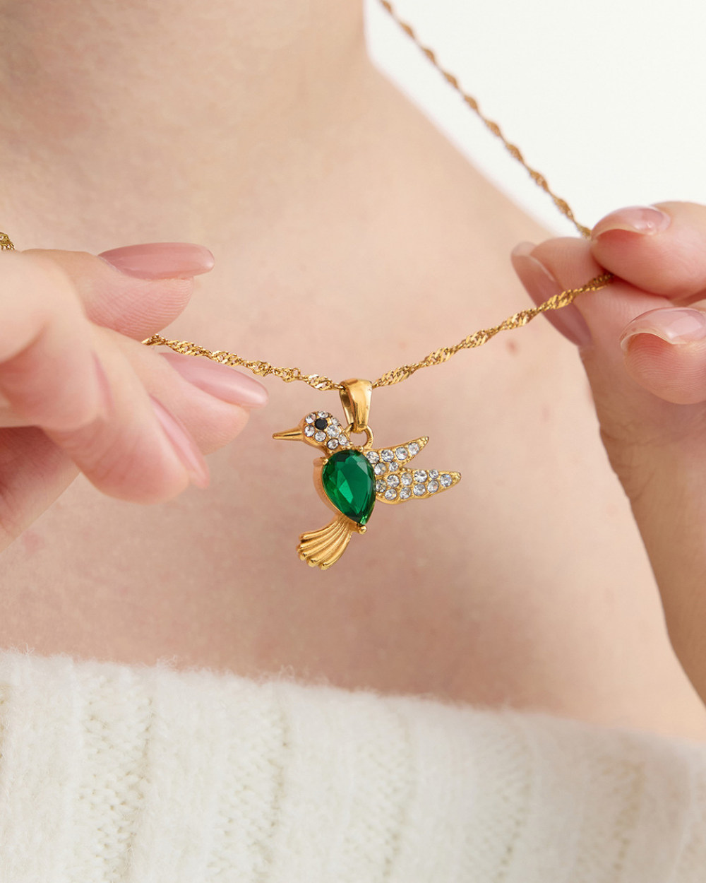 Green Muse Bird Necklace