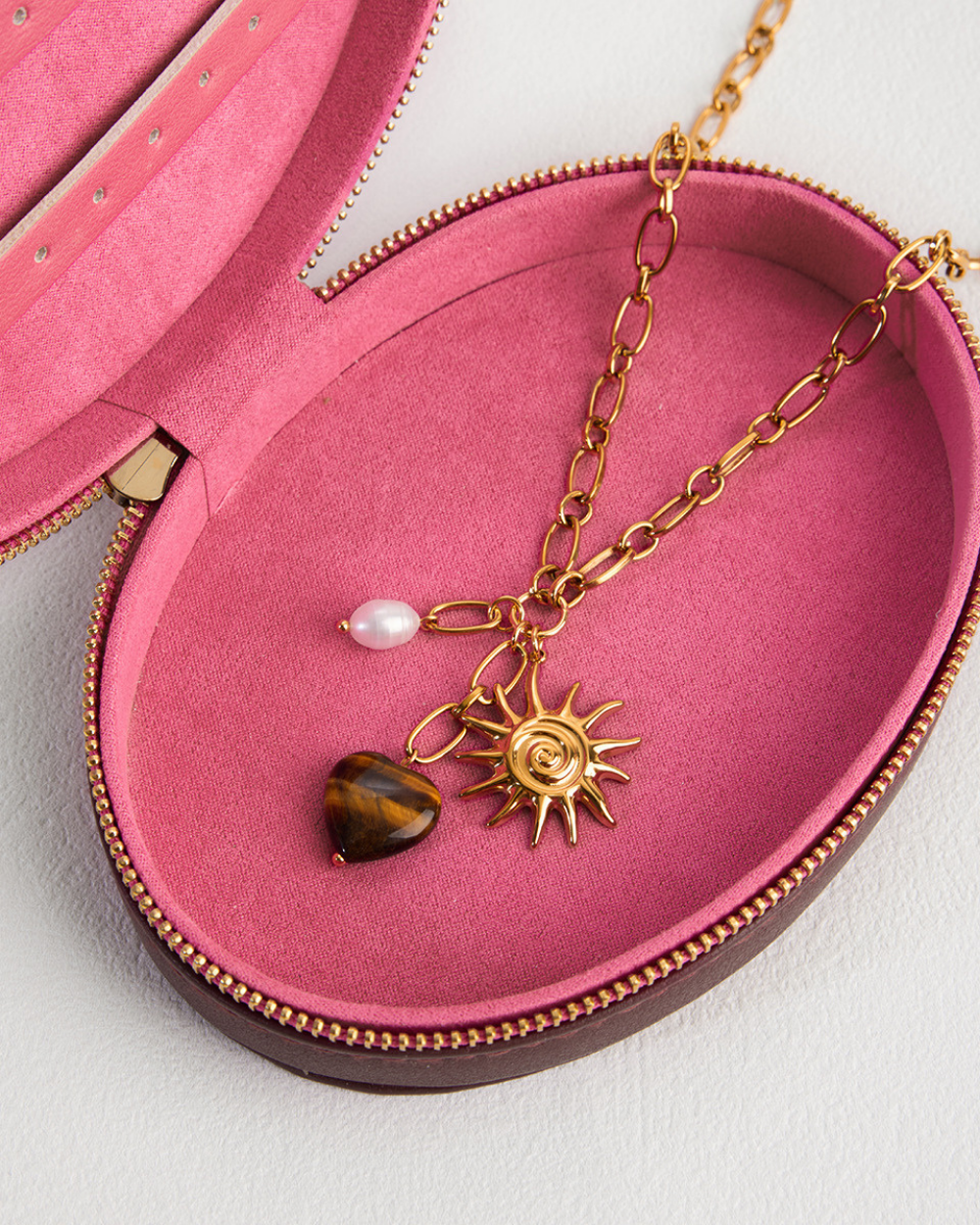 Solar Heart Tiger Eye Necklace