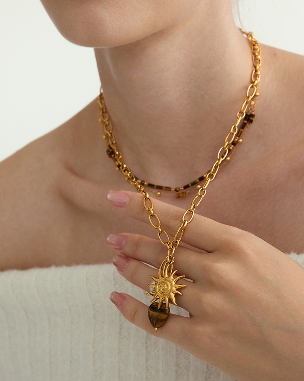 Solar Heart Tiger Eye Necklace