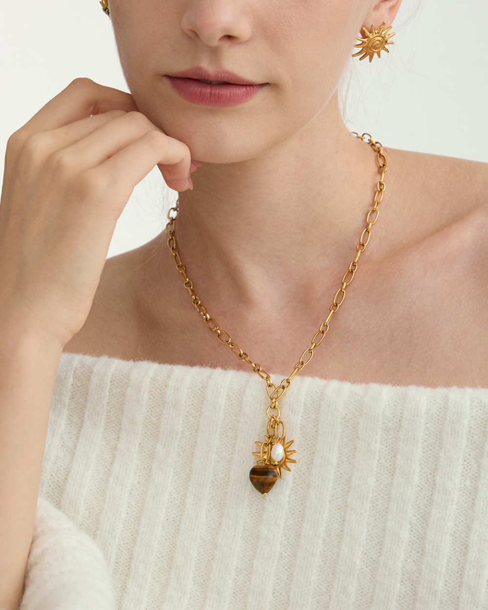 Solar Heart Tiger Eye Necklace