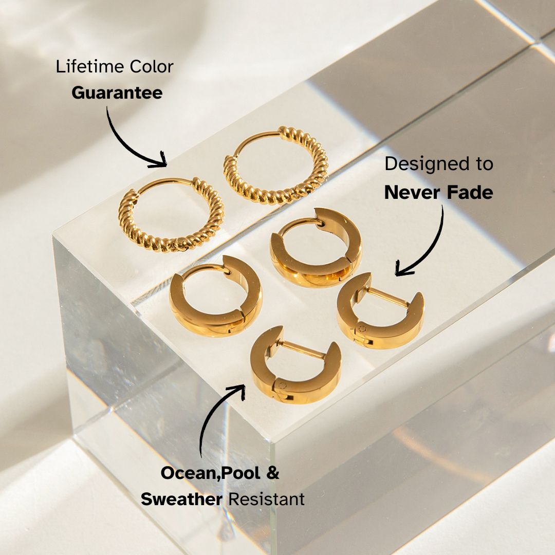 Golden Textura Earring Set