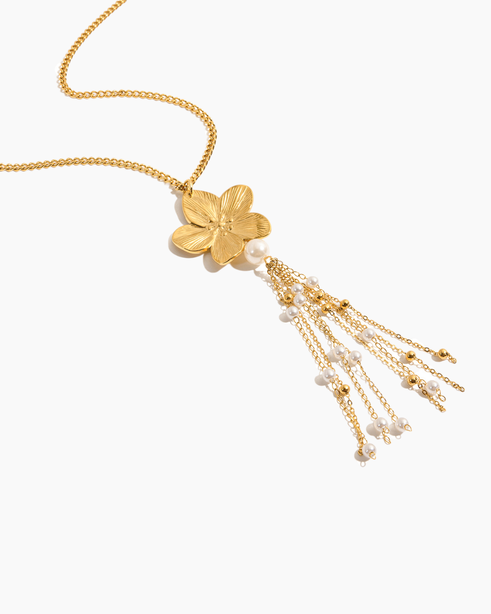 Golden Bloom Tassel Necklace