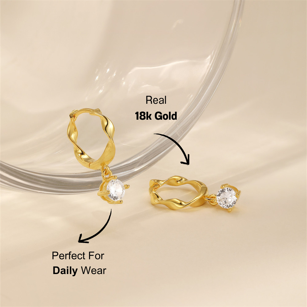 Twisted Hoop Earrings with Zircon