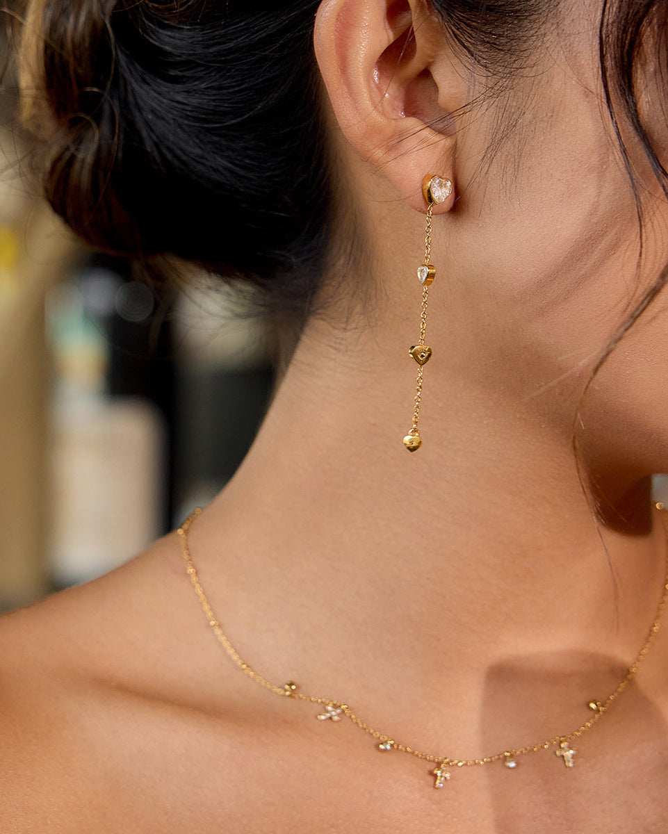 Dangle Crystal Drop Earrings – Heart