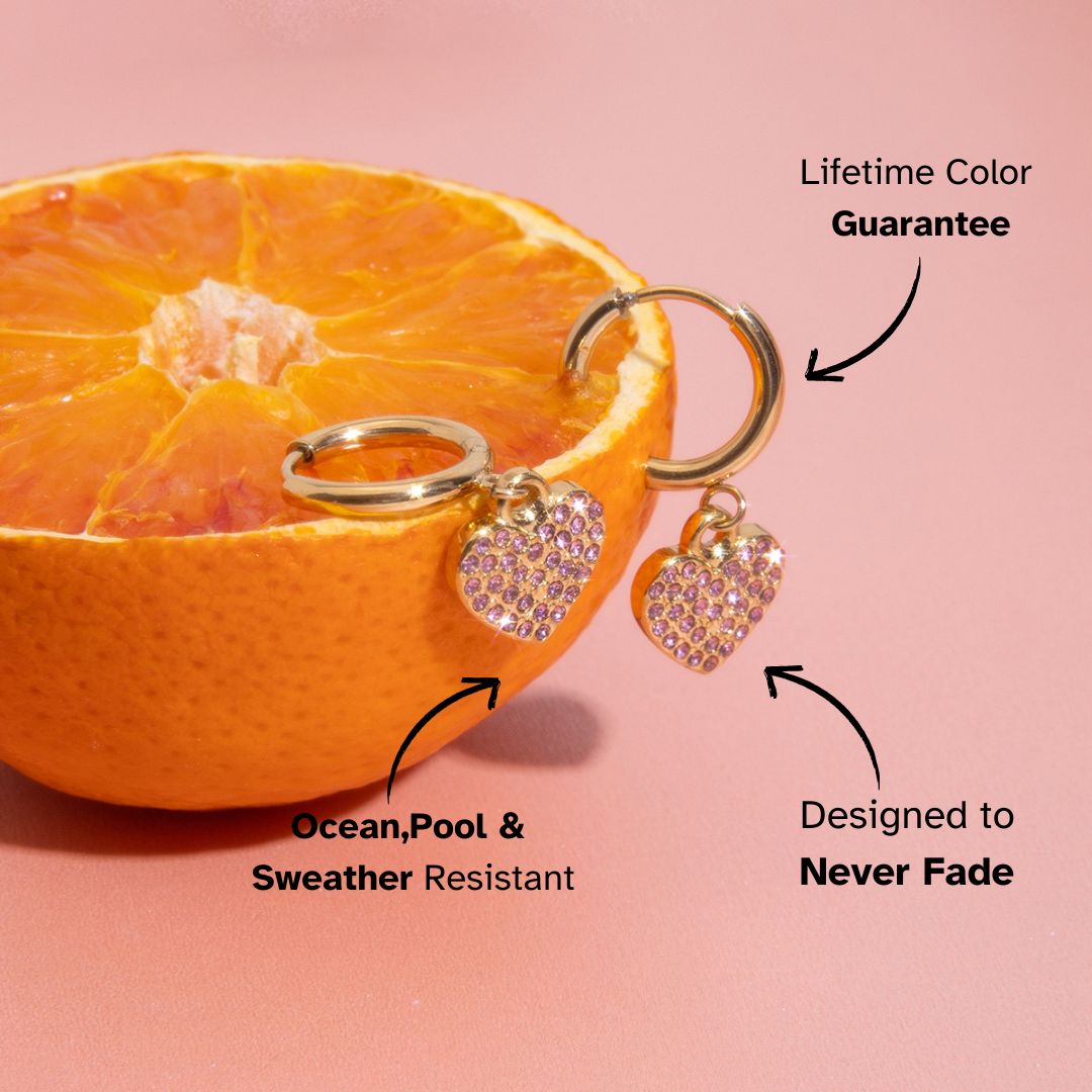 Blush Spark Heart Hoop Earrings