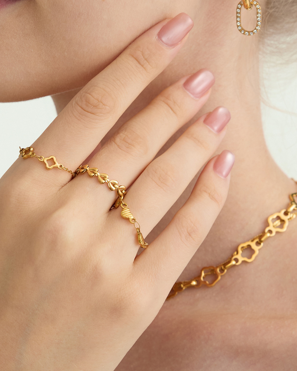 Tiny Hearts Charm Finger Chain