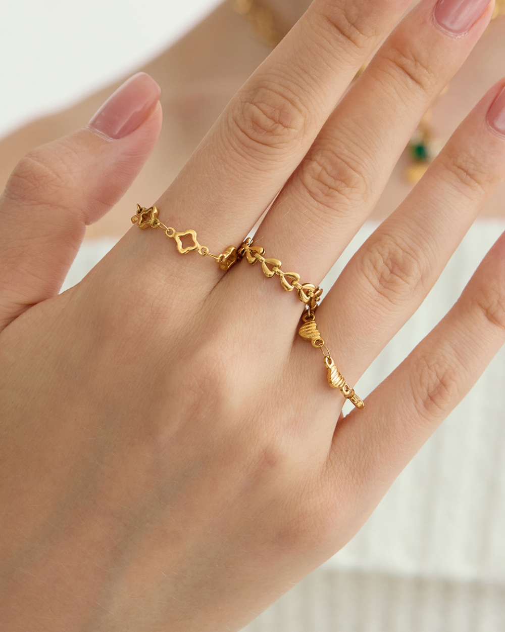 Tiny Hearts Charm Finger Chain