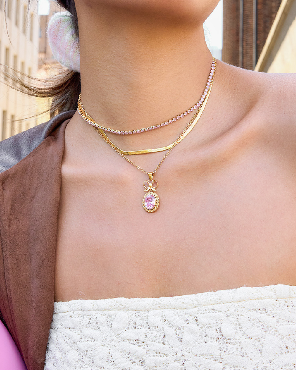 Victorian Charm Pink Necklace