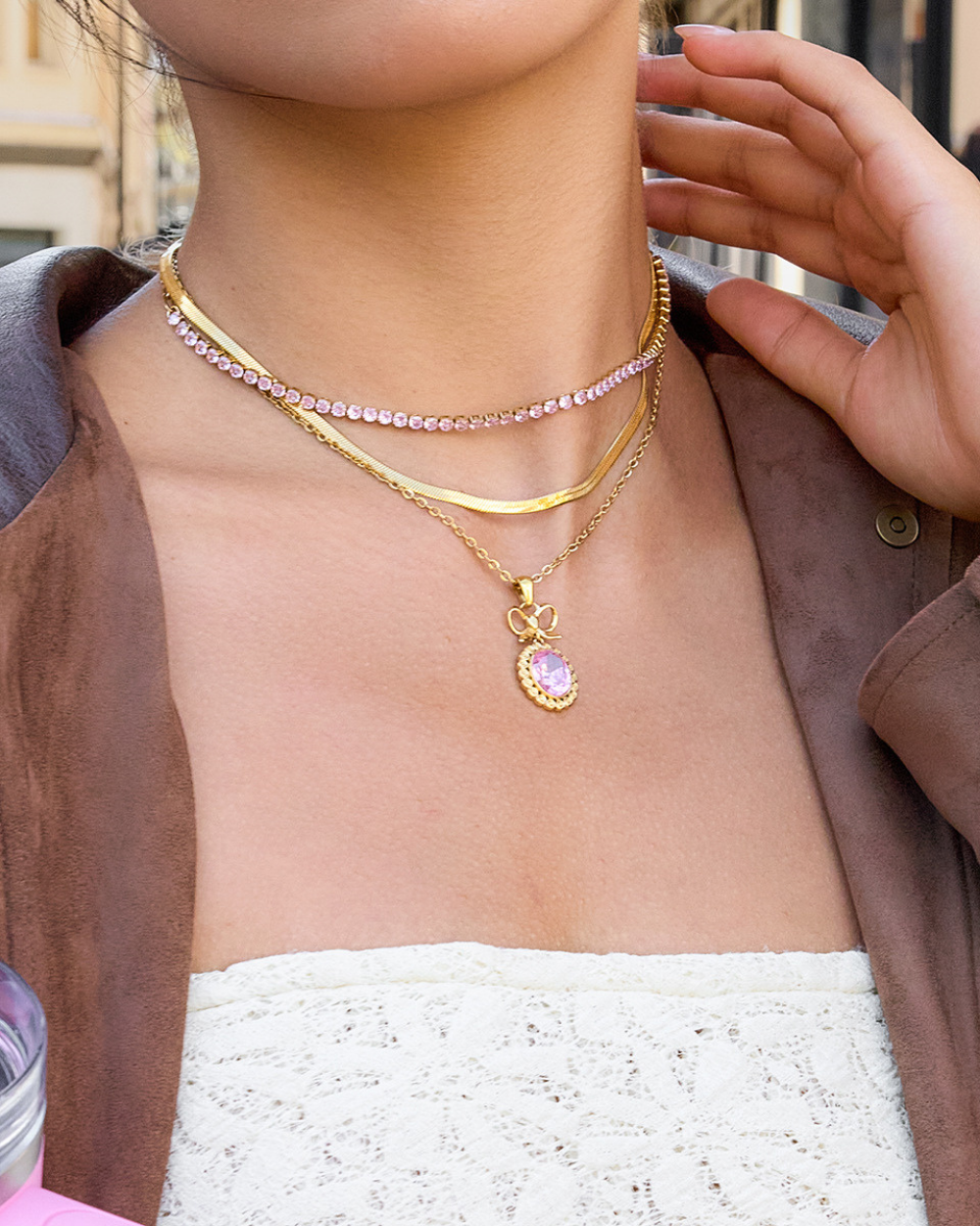 Victorian Charm Pink Necklace