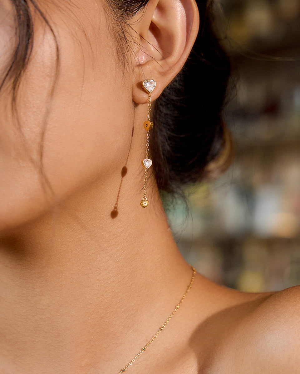 Dangle Crystal Drop Earrings – Heart