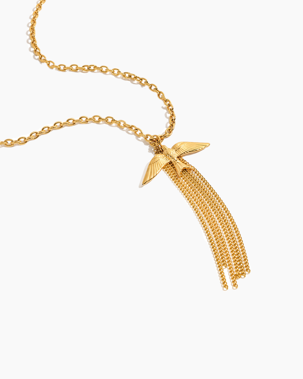Golden Feather Tassel Necklace