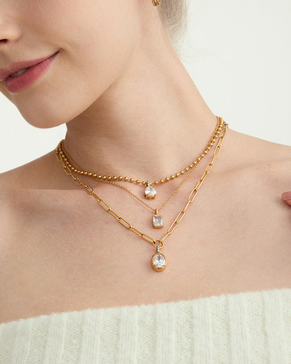 Crystal Teardrop Pendant Necklace