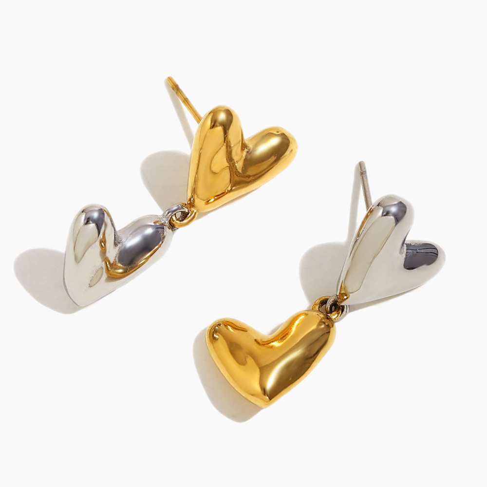 Luna Dual-Tone Heart Earrings