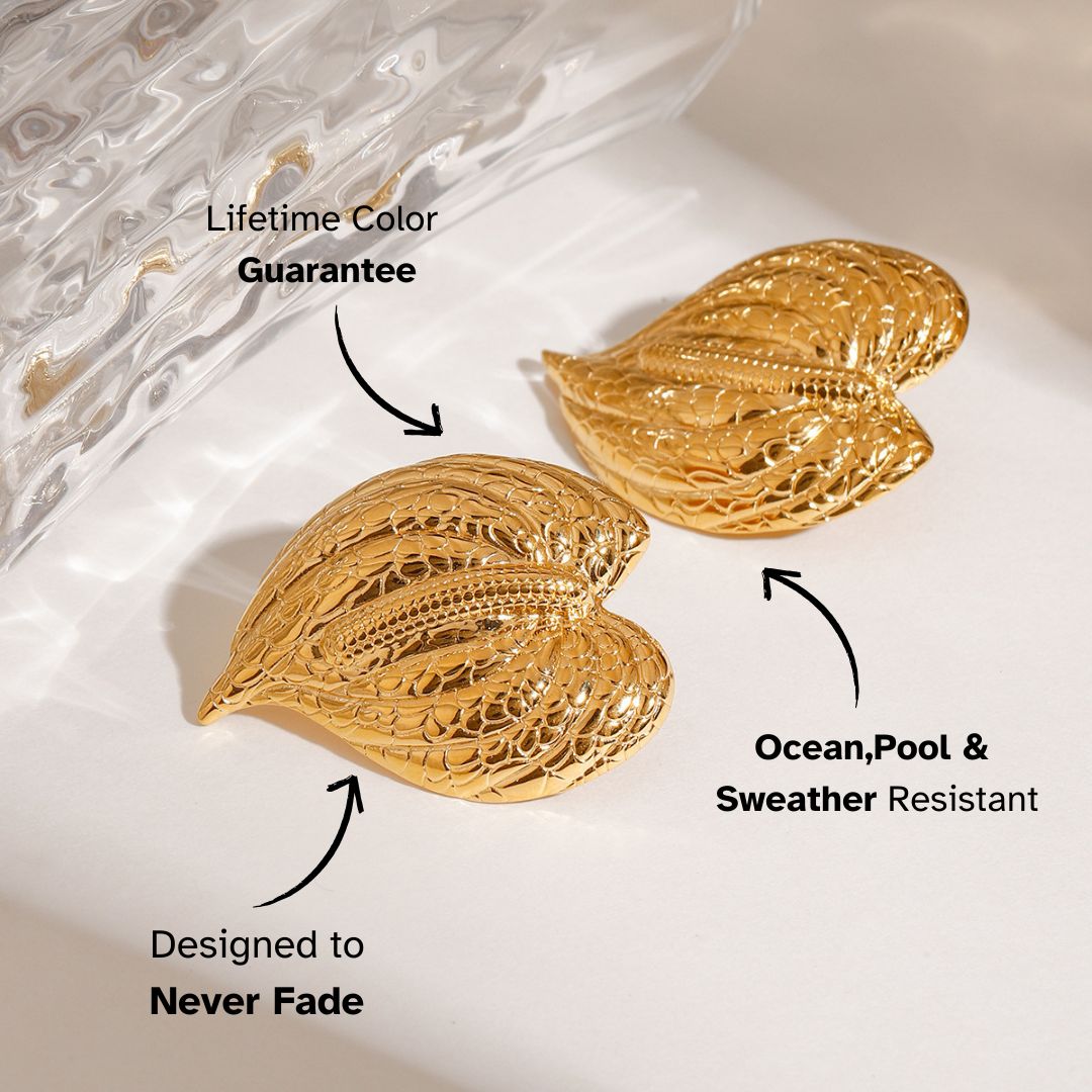 Hammered Leaf Statement Earrings