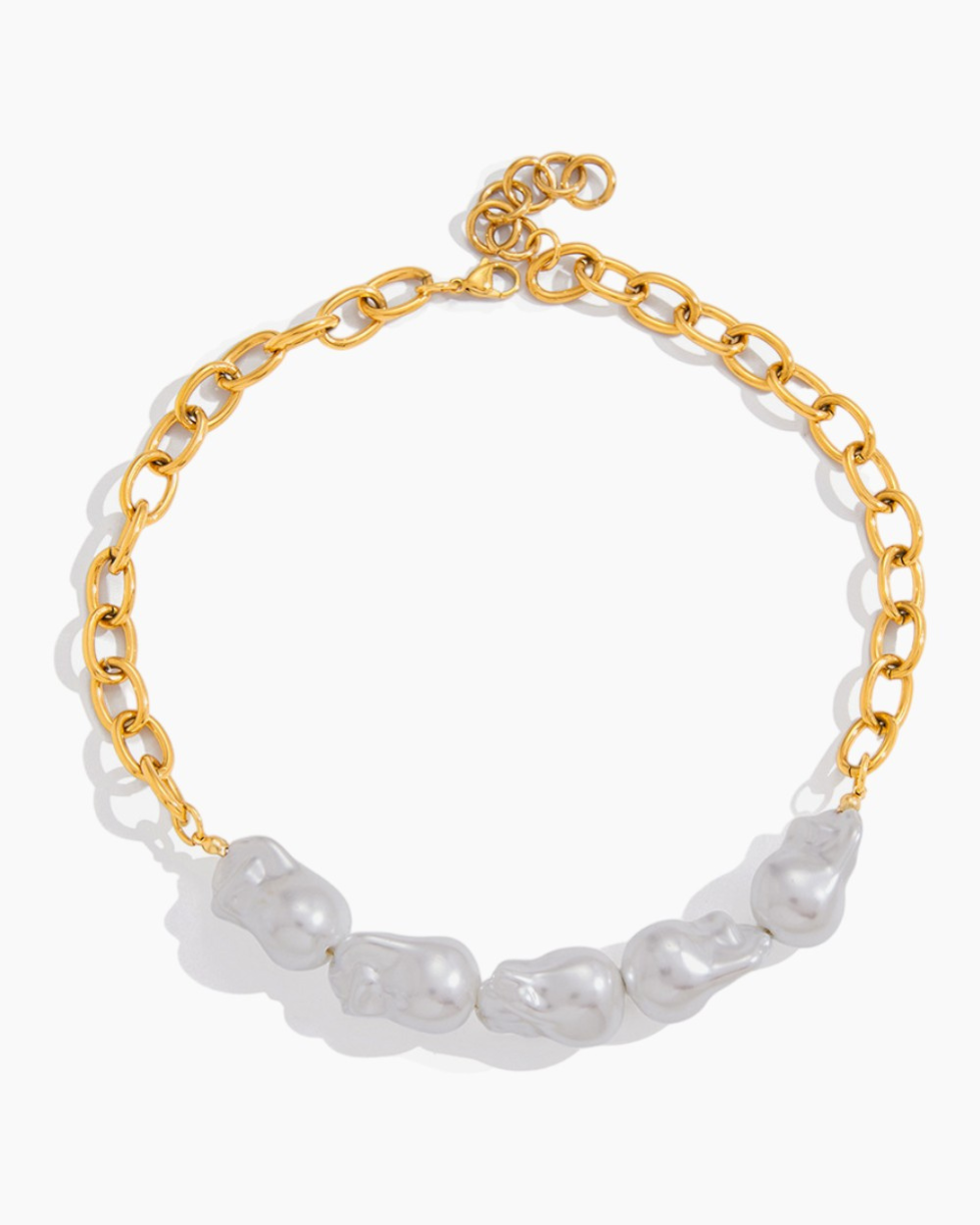 Chunky Chain Baroque Pearl Necklace