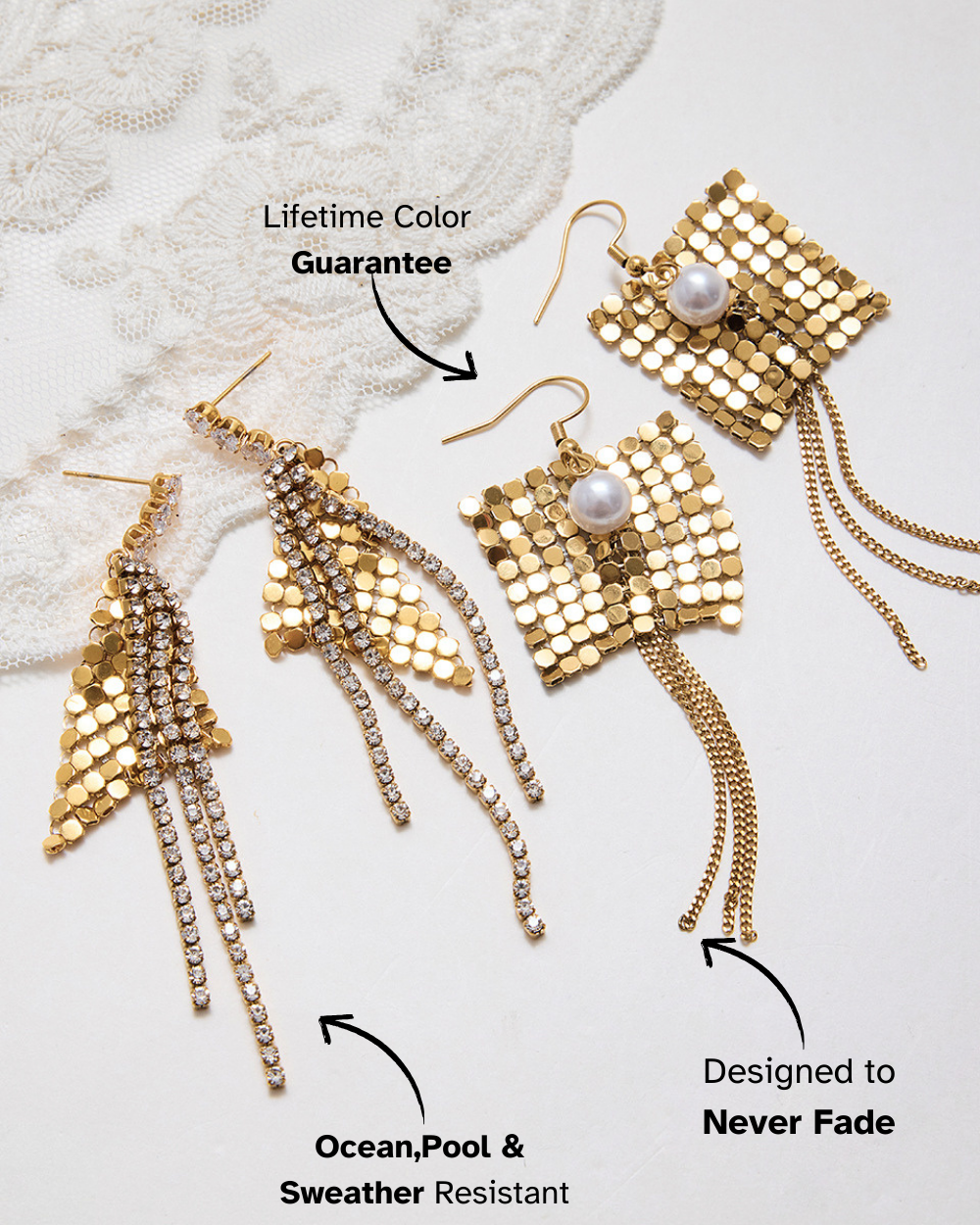 Golden Cascade Pearl Earrings