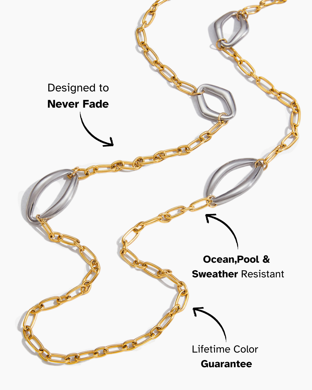 Bi-Color Shell Link Long Necklace