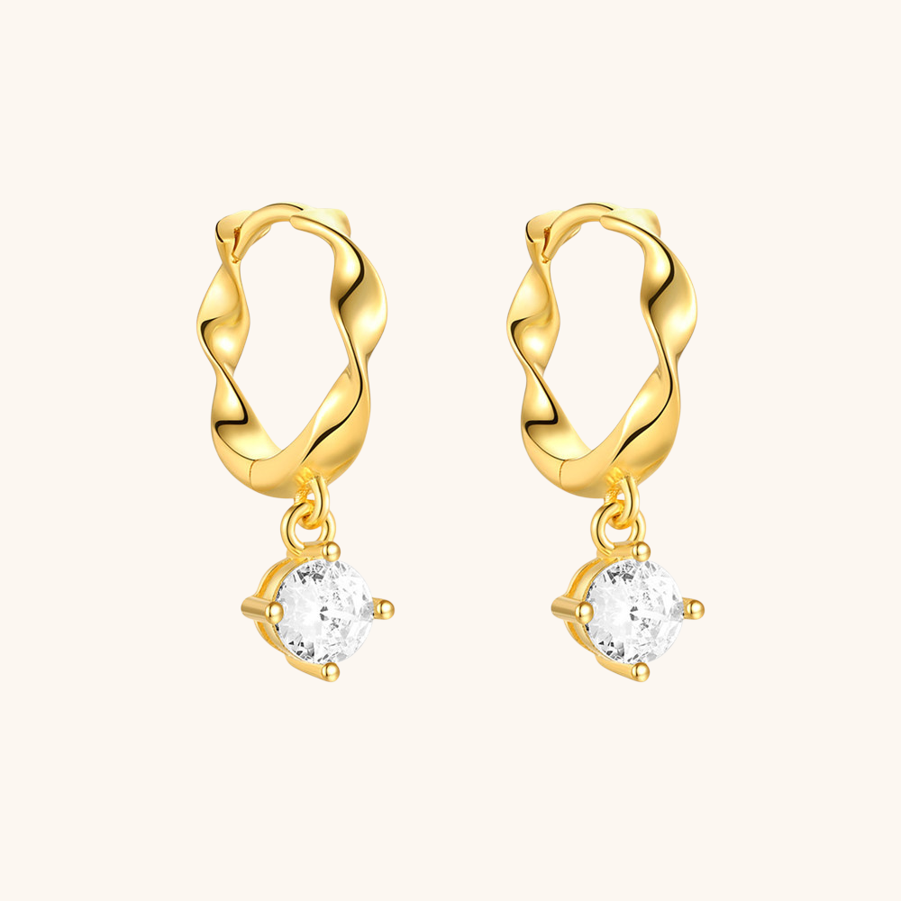 Twisted Hoop Earrings with Zircon