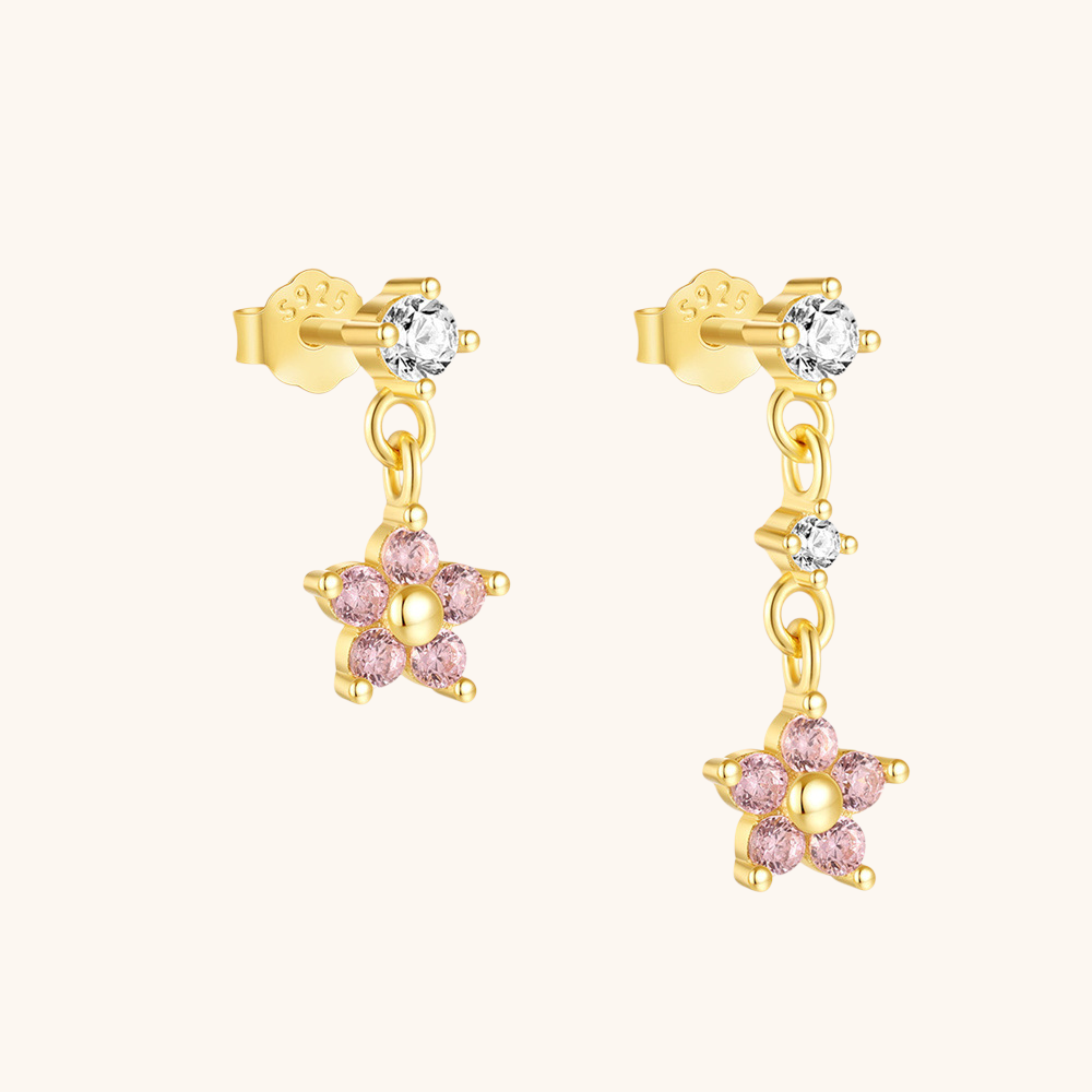 Pink Flower Dangle Earrings