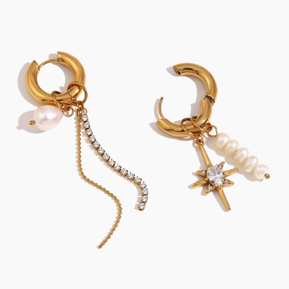 Celestial Pearl Mismatched Earrings