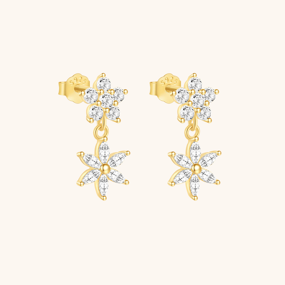 Flower Zirconia Drop Earrings
