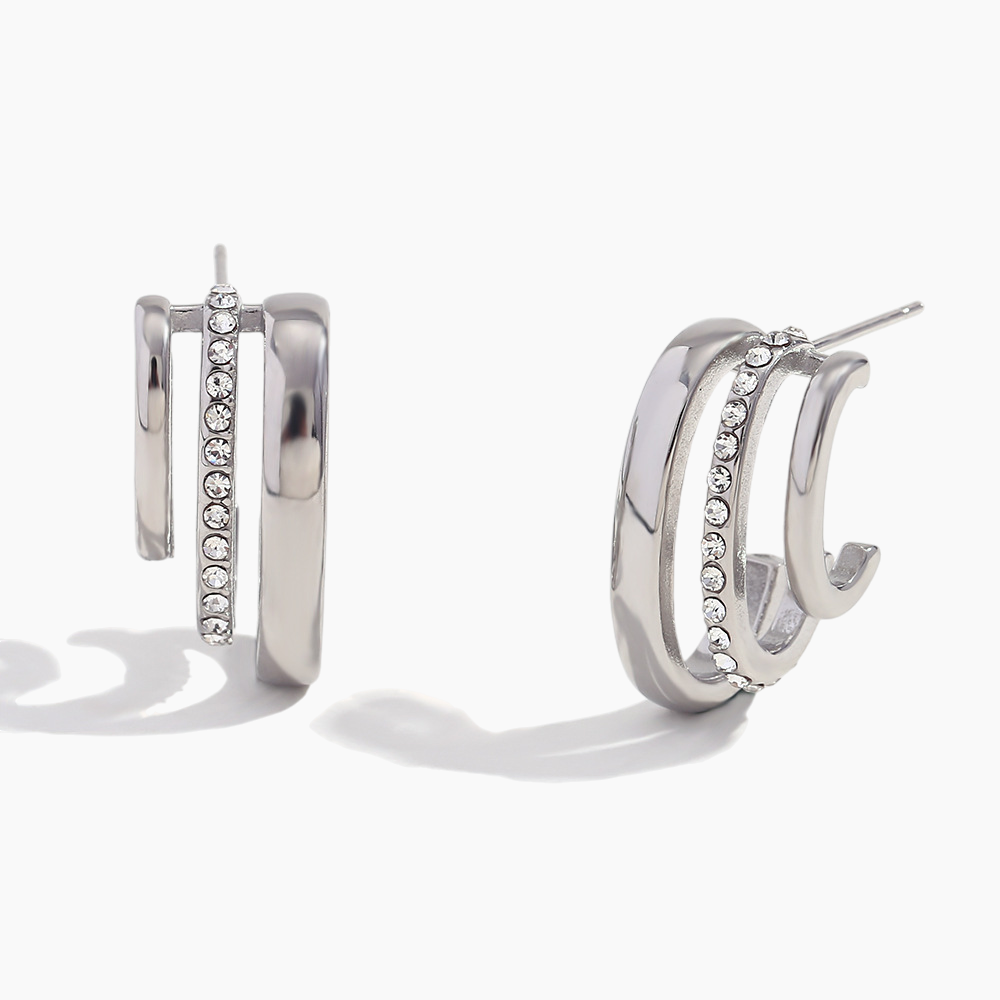 Luxe Dual Row Crystal Hoop Earrings